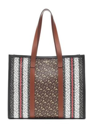 Monogram Stripe e-canvas tote
